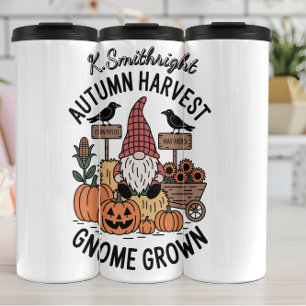 An Autumn Gnome and Harvest Scene Thermal Tumbler