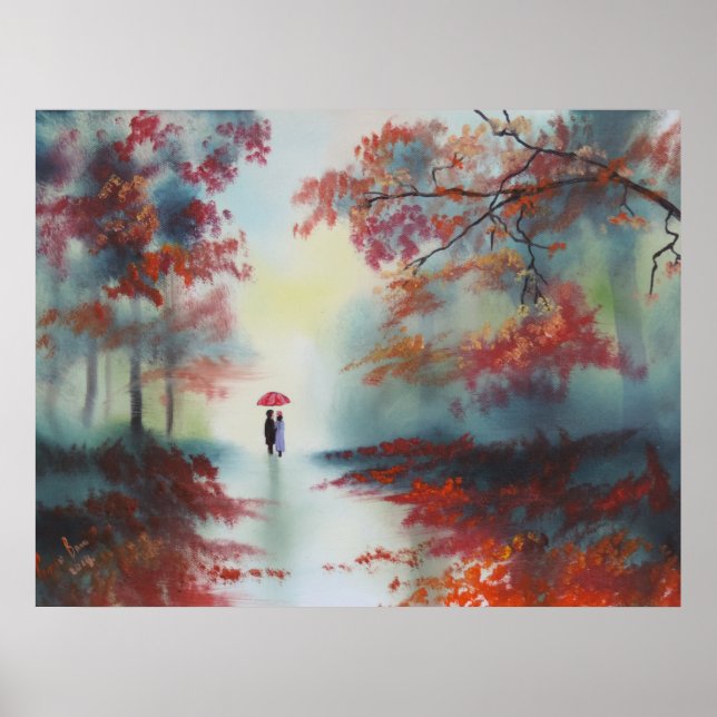 an autumn walk on a rainy day by Gordon Bruce Poster (Front)