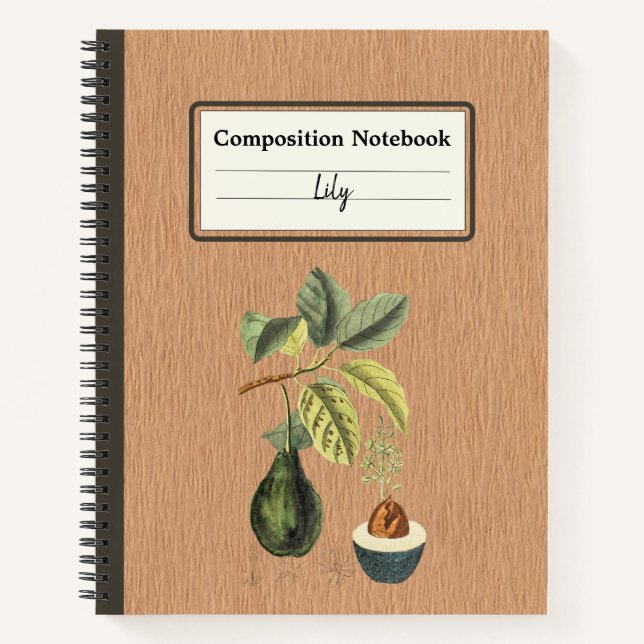 An Avocado on a Branch Personalized Composition Notebook (Front)