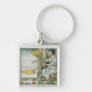 An Aztec feather artisan Keychain
