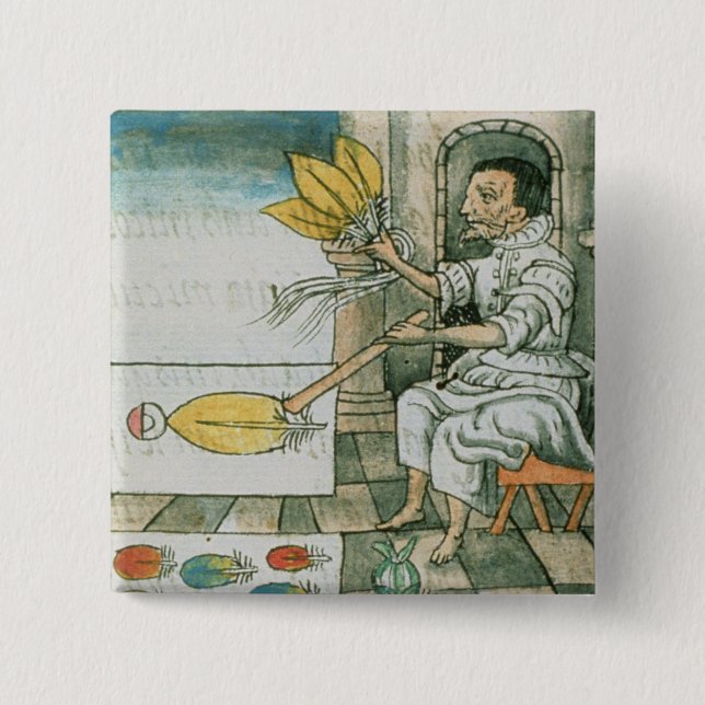 An Aztec feather artisan Pinback Button (Front)