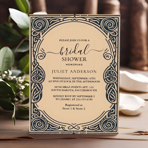 An Celtic Nordic Fun Medieval Scroll Bridal Shower Invitation