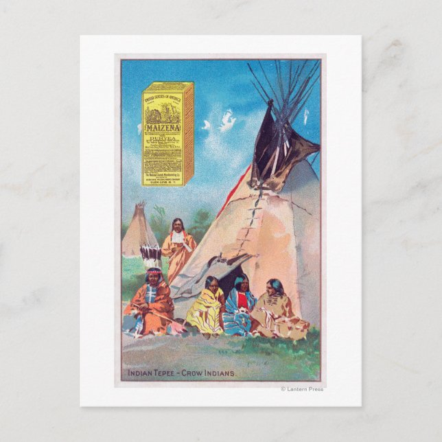 An Crow Indian Tepee, Maizena Product Ad Postcard (Front)