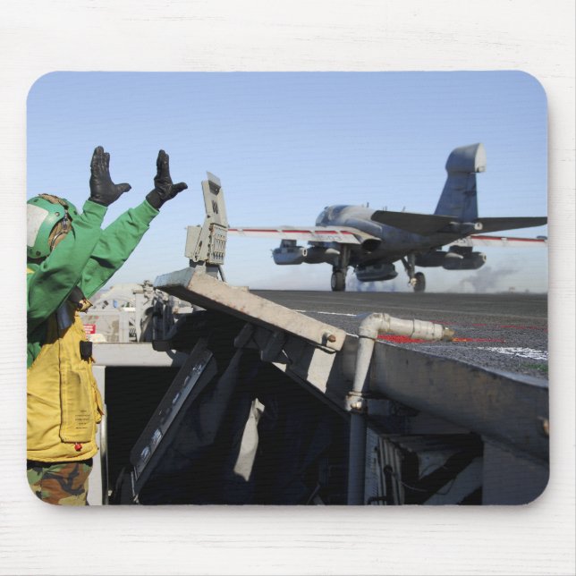 An EA-6B Prowler launches from the flight deck Mouse Pad (Front)