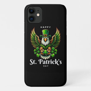 an eagle with green leprechaun hat iPhone 11 case