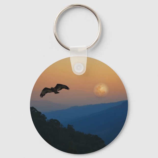 An eagles ascent at fullmoon keychain (Front)