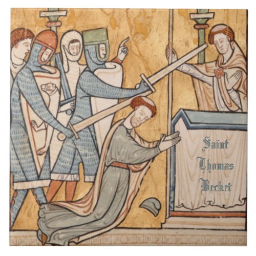 An Early Martyrdom of St Thomas Becket in Art Ceramic Tile