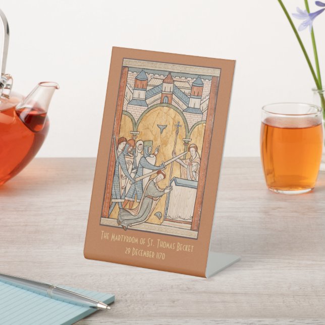 An Early Martyrdom of St. Thomas Becket in Art Pedestal Sign (In SItu)