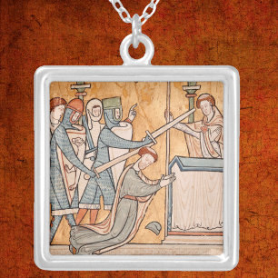 An Early Martyrdom of St. Thomas Becket in Art Silver Plated Necklace