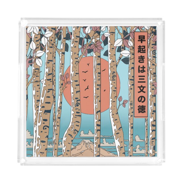 An early riser gains three measures of luck acrylic tray (Front)