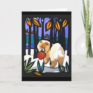 AN EARLY SNOW Chow papercut Card