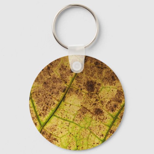 An Earthy Yellow and Brown Leaf Macro Image Keychain