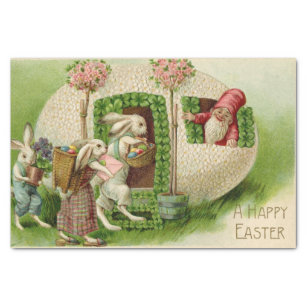 An Easter Gnome Welcoming Rabbits Bearing Gifts Tissue Paper