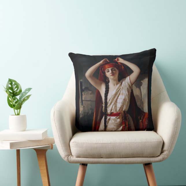 An Egyptian Girl Preparing For The Bath Throw Pillow (Chair)