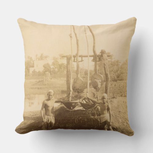 An Egyptian Irrigation Machine on the Banks of the Throw Pillow