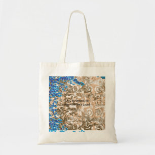 An elaborate paisley pattern in blue and brown, hi tote bag