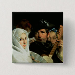 An Elegant Couple from Madrid, c.1770 Pinback Button