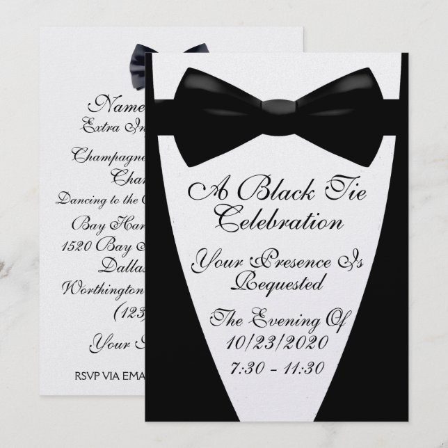 An Elegant Formal Black Tie Event Invitation (Front/Back)