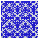 An elegant geometric blue &amp; white fabric pattern 