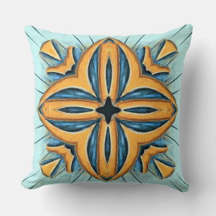 An elegant geometric fabric print pattern design throw pillow