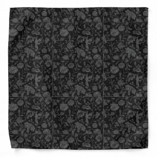 An Elegant Gothic vintage black floral pattern Bandana