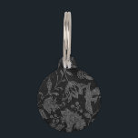 An Elegant Gothic vintage black floral pattern Pet Tag<br><div class="desc">An elegant design of a floral white pattern on a black background that seems as it stand out of the print.
 The Gothic and vintage pattern of flowers create a gentle and delicate example that seems as it is printed on fabric.</div>