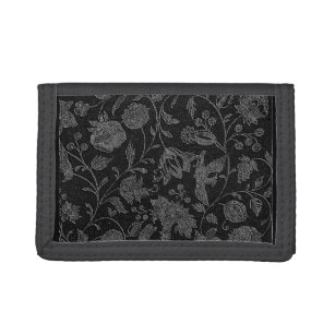 An Elegant Gothic vintage black floral pattern Trifold Wallet