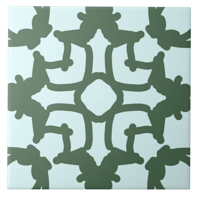 An elegant modern floral green design  ceramic til tile (Front)