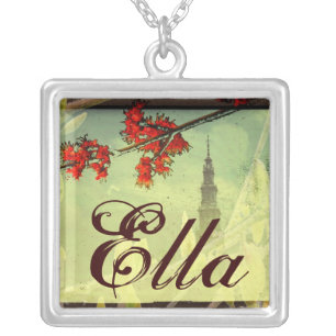 An Elegant Name Pendant with Red Flowers