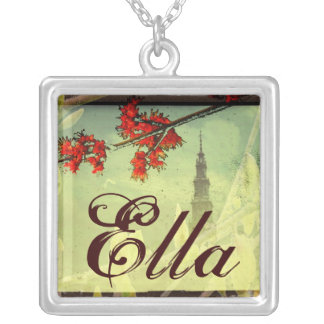 An Elegant Name Pendant with Red Flowers