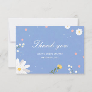 An elegant wedding in light blue with wildflowers. note card