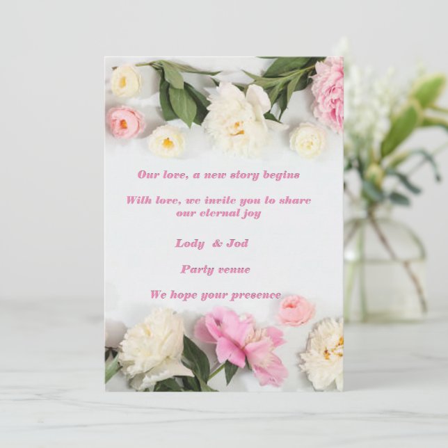 An elegant wedding invitation for flower lovers (Standing Front)