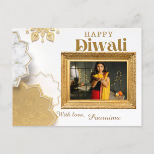 An elegant white & gold Diwali greetings Postcard