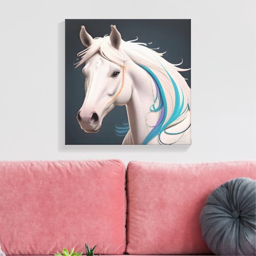 An elegant white horse canvas print