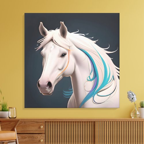 An elegant white horse canvas print