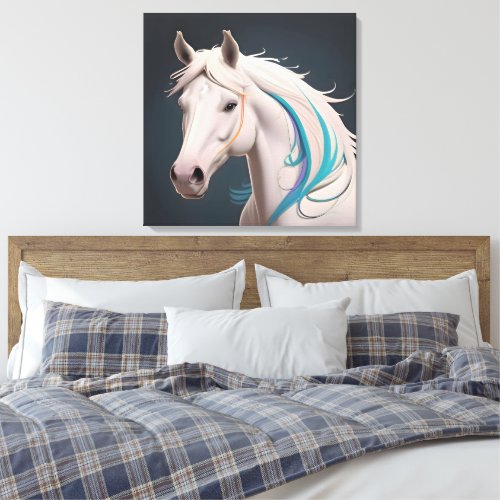 An elegant white horse canvas print