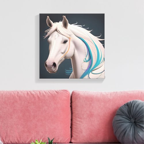 An elegant white horse canvas print