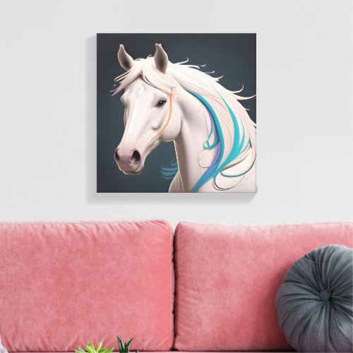 An elegant white horse canvas print