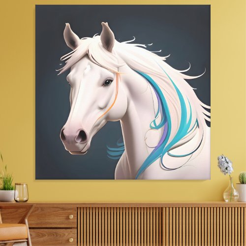 An elegant white horse canvas print