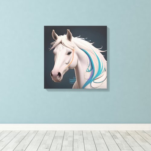 An elegant white horse canvas print