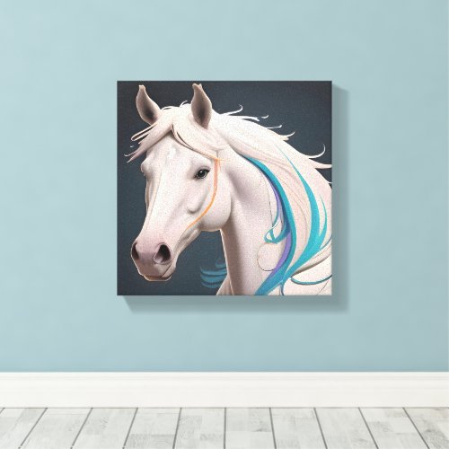 An elegant white horse canvas print