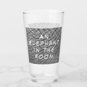 An elephant in the room skin photo with white text glass