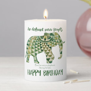 An Elephant Never Forgets - Birthday Card 1 Pillar Candle