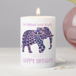 An Elephant Never Forgets - Birthday Card 2 Pillar Candle