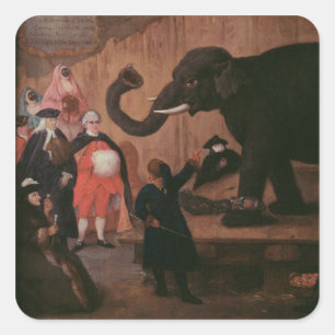 An Elephant Shown in Venice (oil on canvas) Square Sticker