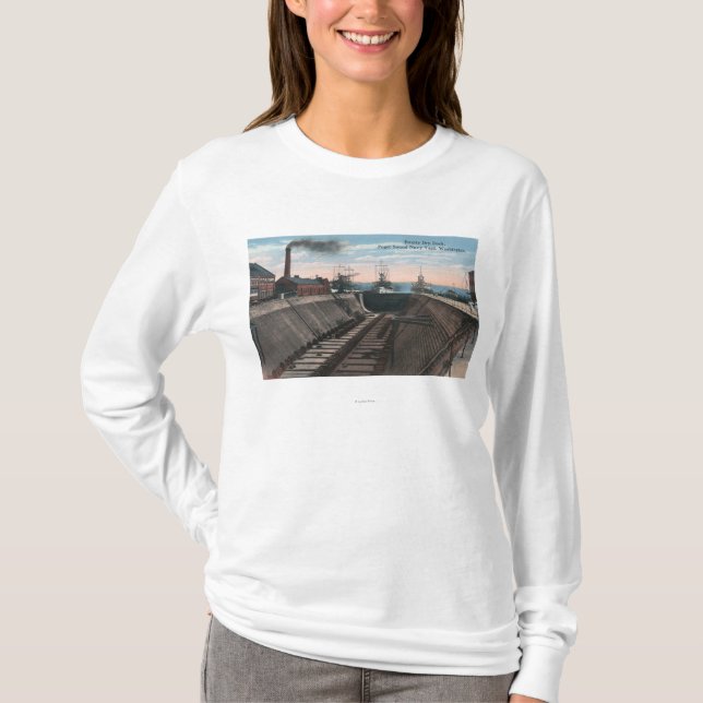 An Empty Dry Dock, Navy Shipyard T-Shirt (Front)