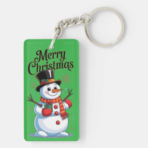 An enchanted Christmas: a smiling snowman Keychain