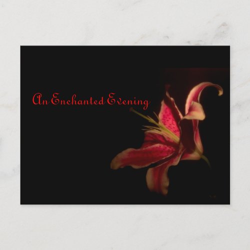 An Enchanted Evening with Red Lily Save the Date Announcement Postcard
