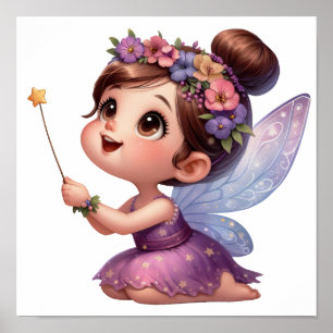 An enchanted magical little cartoon Fairy Poster