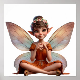 An enchanted magical little cartoon Fairy Poster